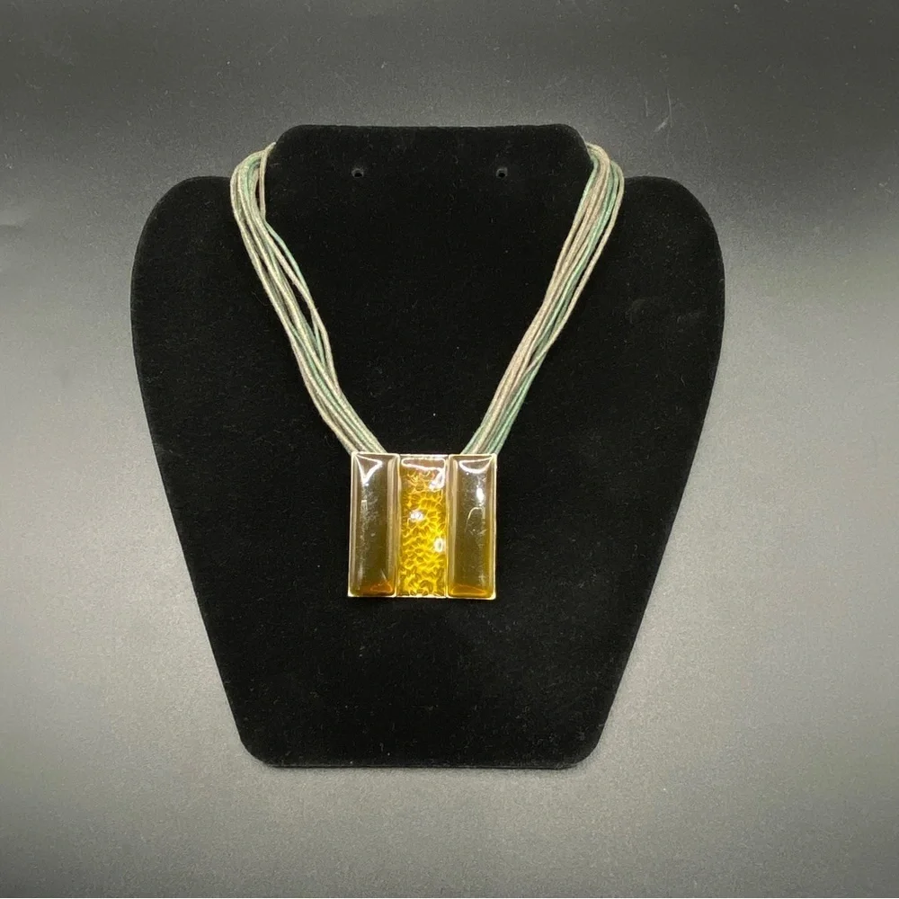 LBMDJ Enameled Green Corded Necklace Boho Style